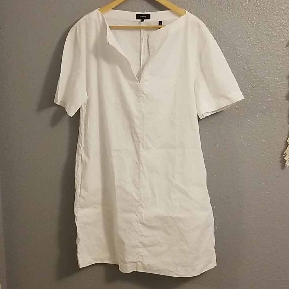 Theory Short Sleeve Sheath Wht Dress Sz 12